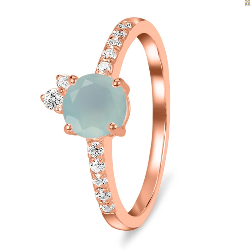Blue Chalcedony & White Topaz Ring BLX-RDR-2303.