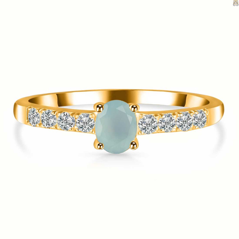 Blue Chalcedony & White Topaz Ring BLX-RDR-2538.