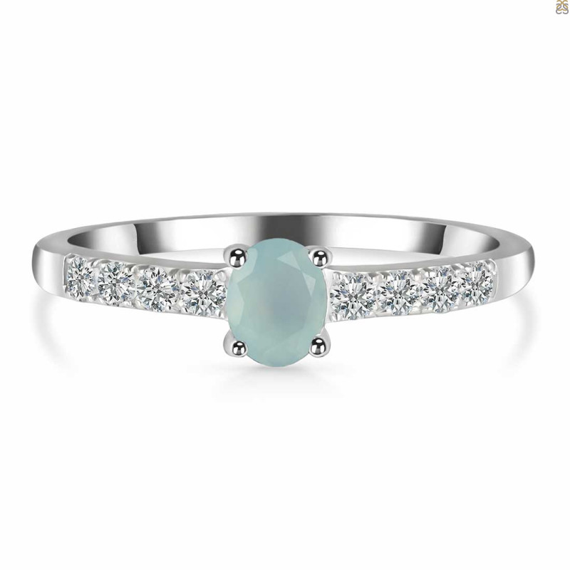 Blue Chalcedony & White Topaz Ring BLX-RDR-2538.