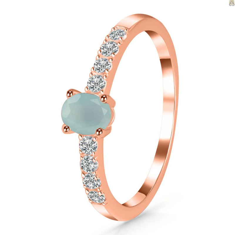 Blue Chalcedony & White Topaz Ring BLX-RDR-2538.