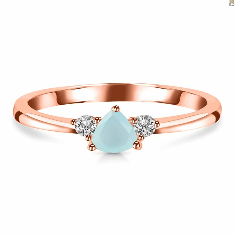 Blue Chalcedony  & White Topaz Ring BLX-RDR-2543.