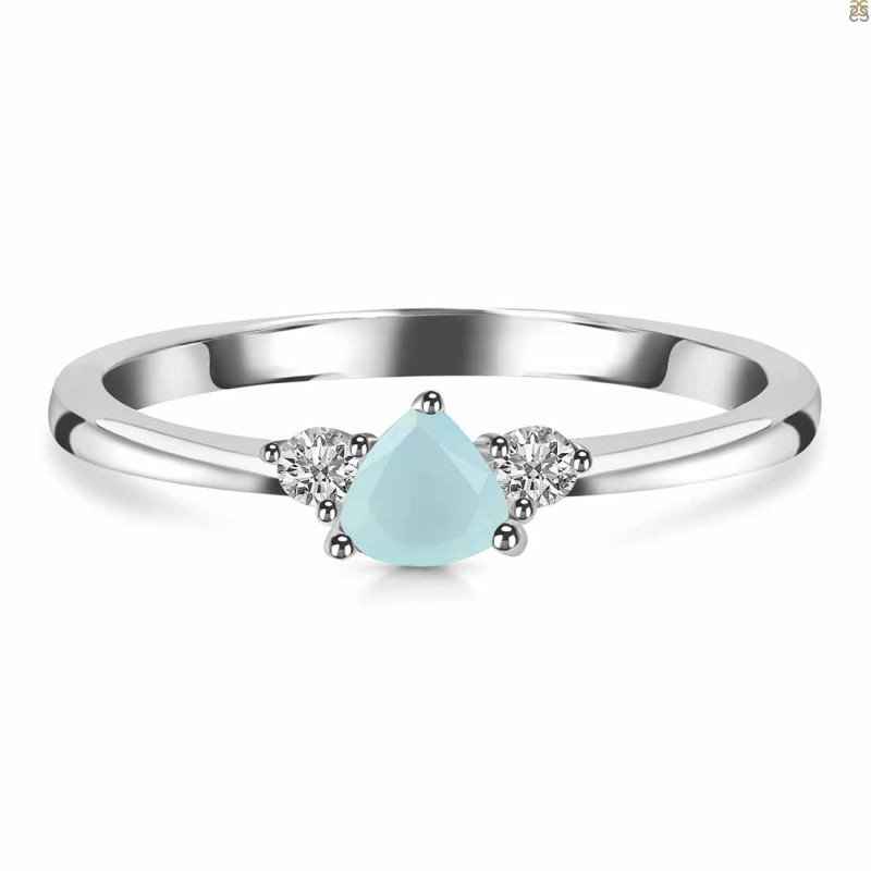 Blue Chalcedony  & White Topaz Ring BLX-RDR-2543.