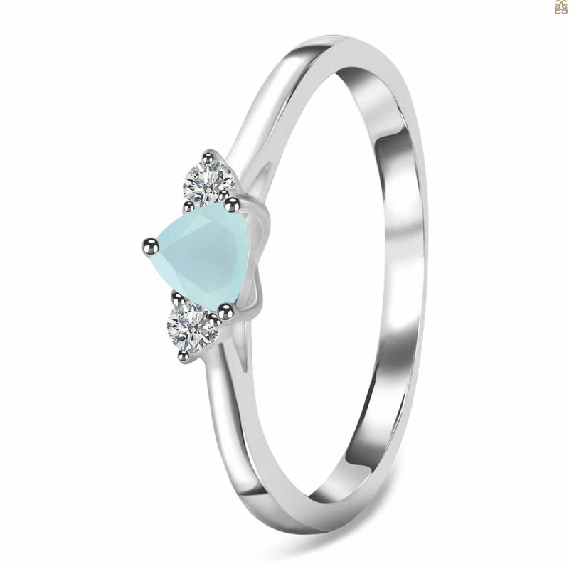 Blue Chalcedony  & White Topaz Ring