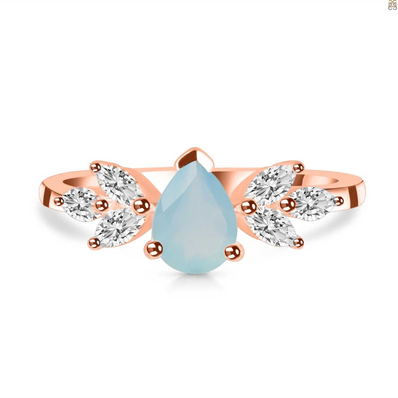 Blue Chalcedony & White Topaz Ring BLX-RDR-2556.