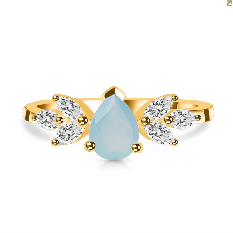 Blue Chalcedony & White Topaz Ring BLX-RDR-2556.