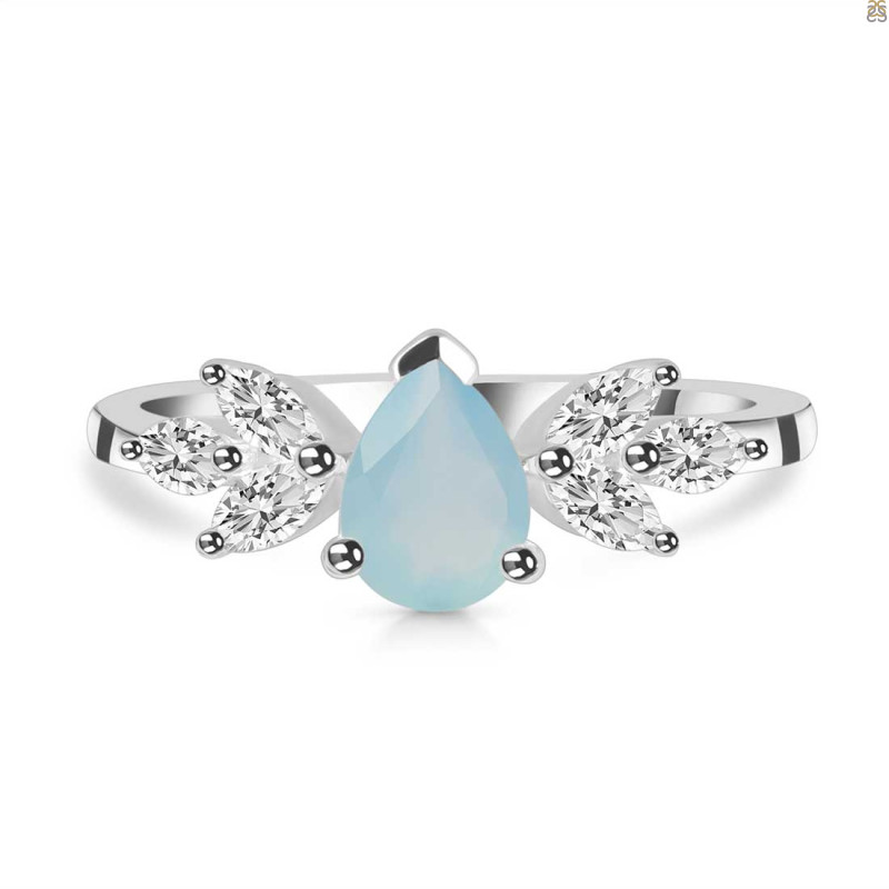 Blue Chalcedony & White Topaz Ring BLX-RDR-2556.