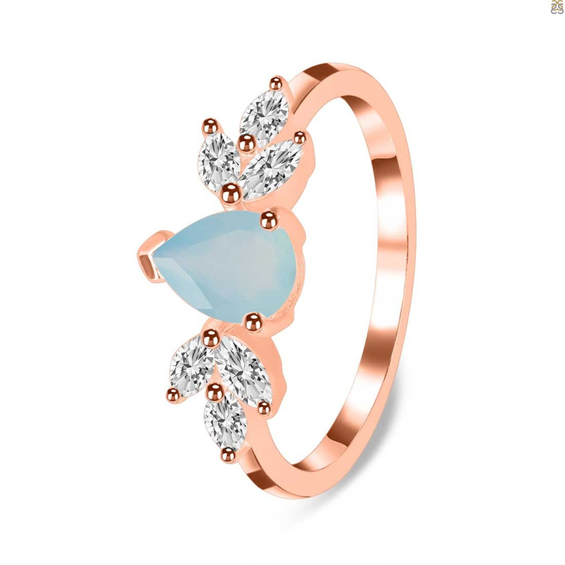 Blue Chalcedony & White Topaz Ring BLX-RDR-2556.