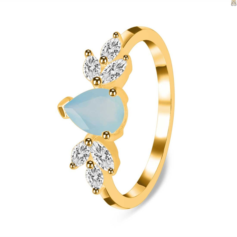 Blue Chalcedony & White Topaz Ring BLX-RDR-2556.