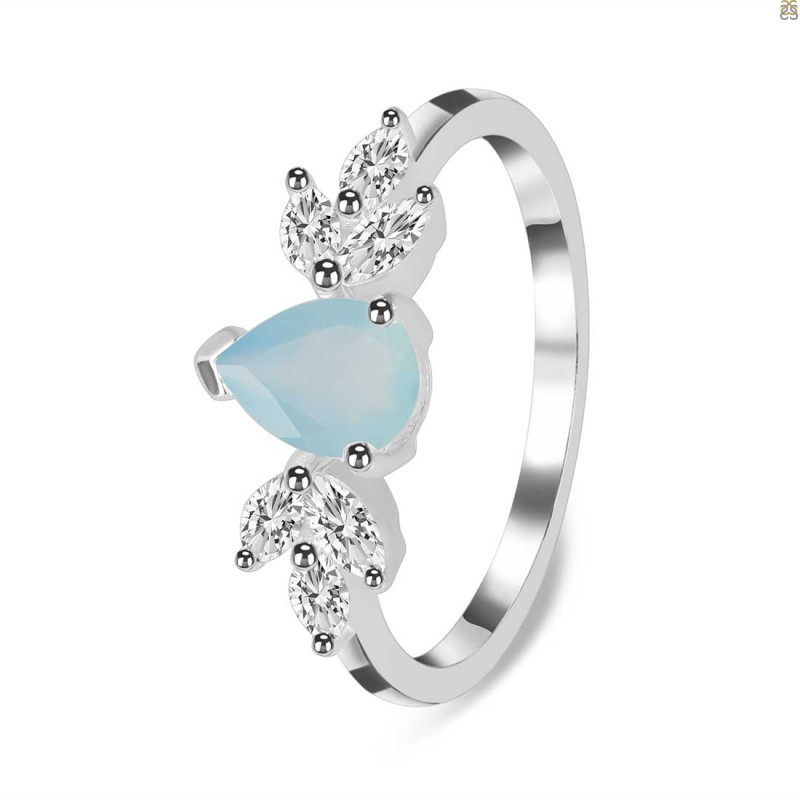 Blue Chalcedony & White Topaz Ring BLX-RDR-2556.