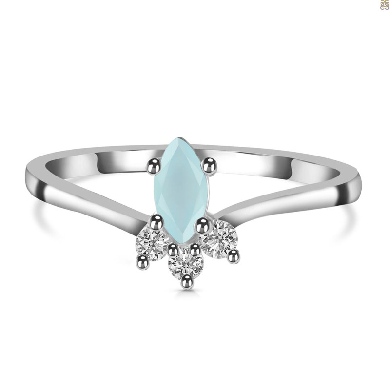 Blue Chalcedony & White Topaz Ring BLX-RDR-2590.