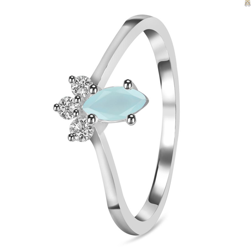 Blue Chalcedony & White Topaz Ring BLX-RDR-2590.