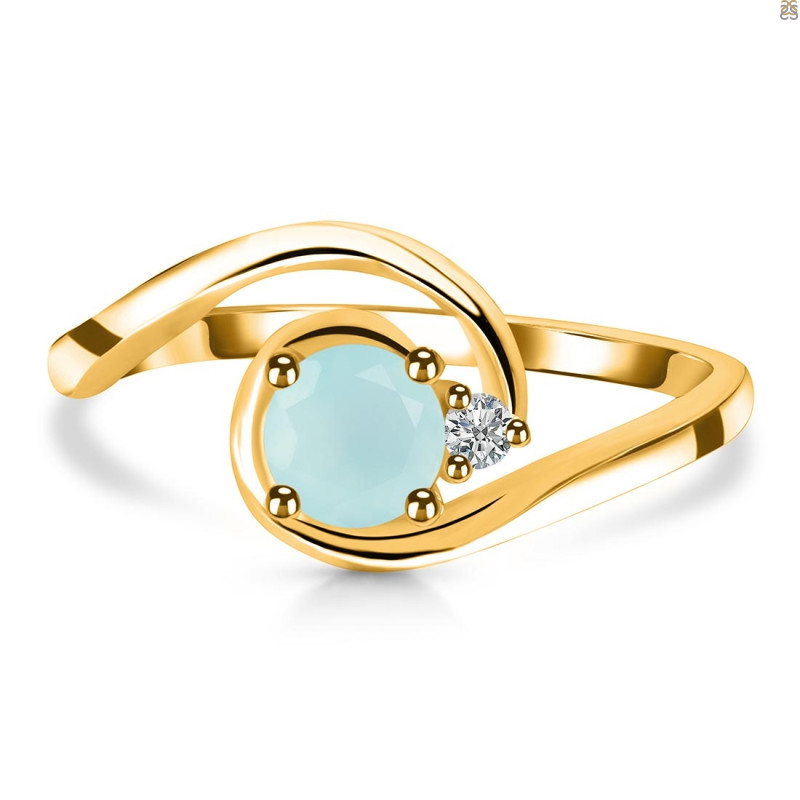 Blue Chalcedony & White Topaz Ring BLX-RDR-2622.