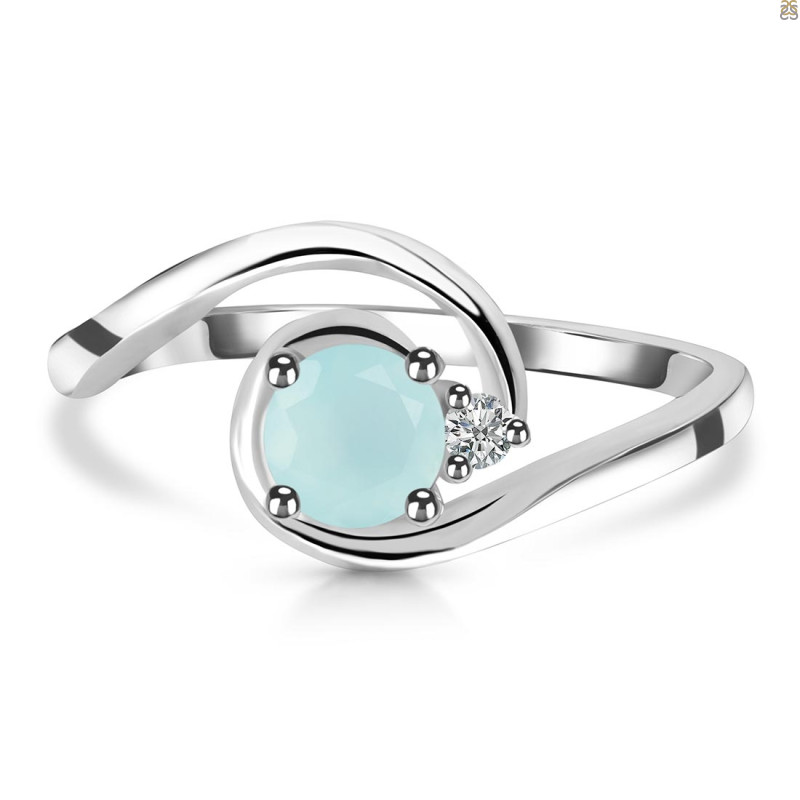 Blue Chalcedony & White Topaz Ring BLX-RDR-2622.