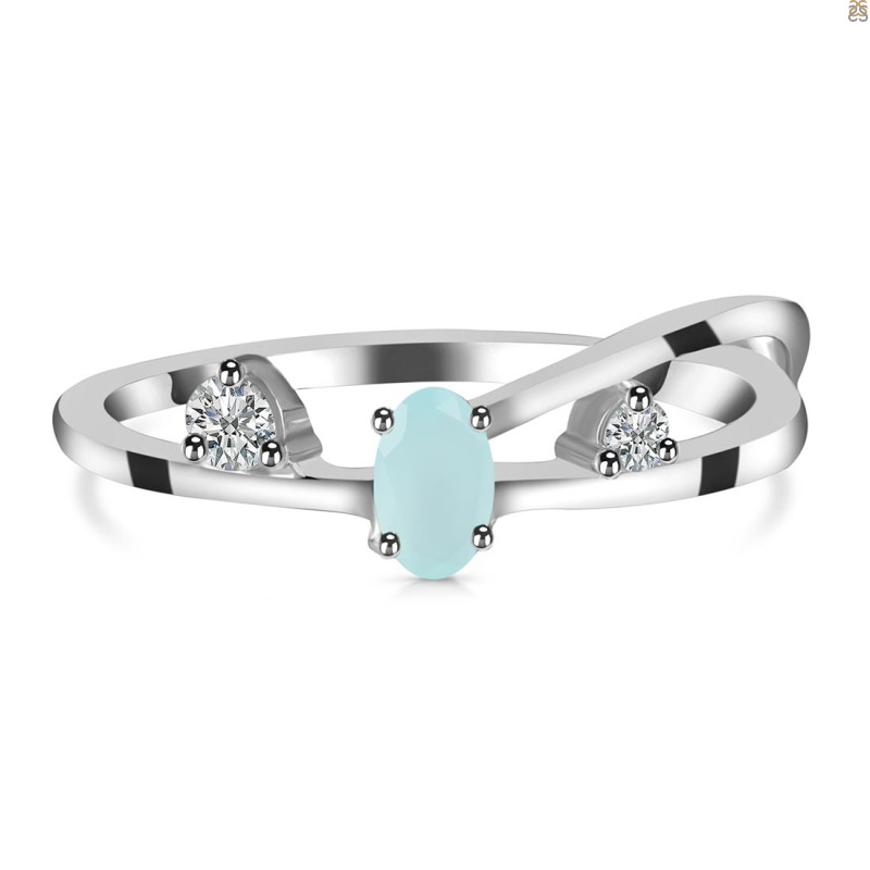 Blue Chalcedony & White Topaz Ring BLX-RDR-2629.