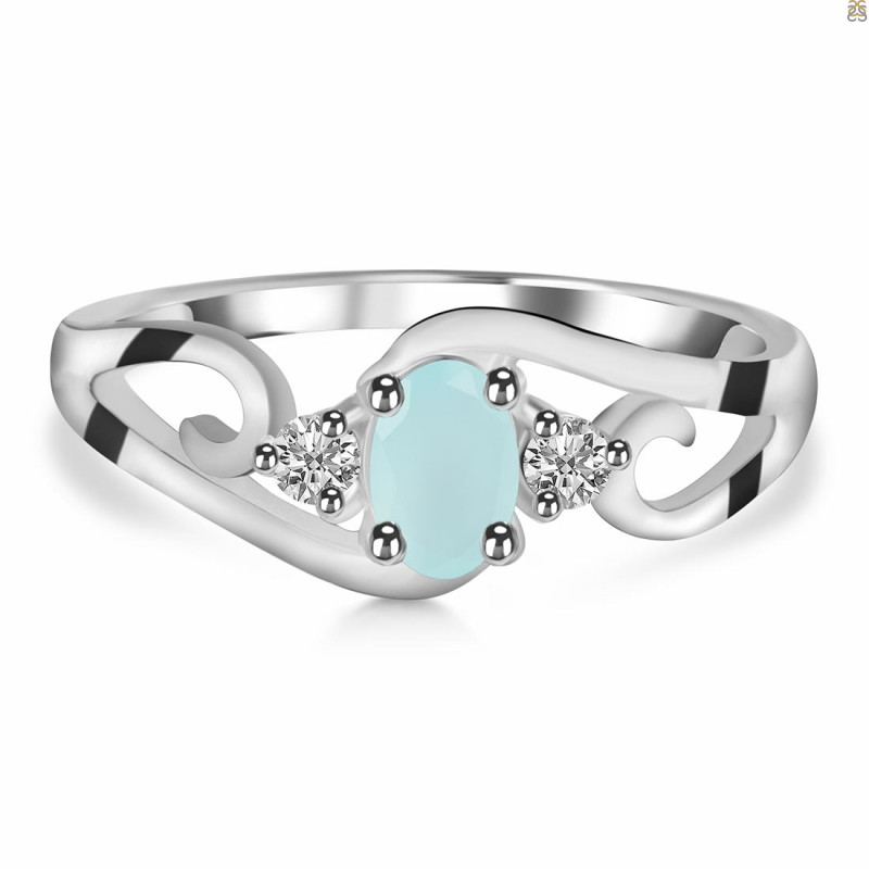 Blue Chalcedony & White Topaz Ring BLX-RDR-2631.