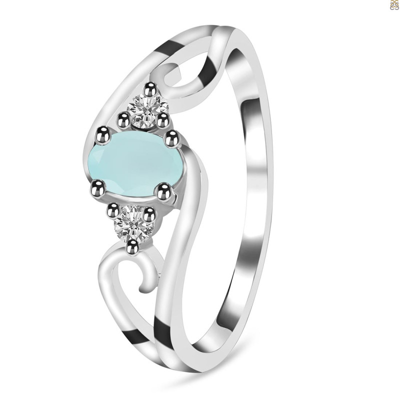 Blue Chalcedony & White Topaz Ring BLX-RDR-2631.