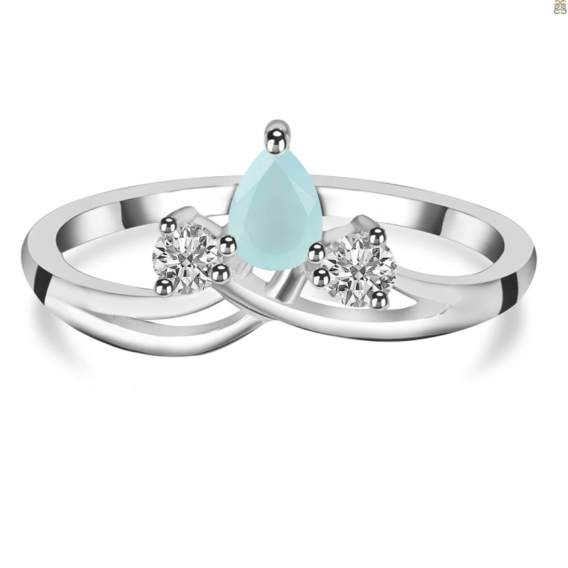 Blue Chalcedony & White Topaz Ring BLX-RDR-2660.