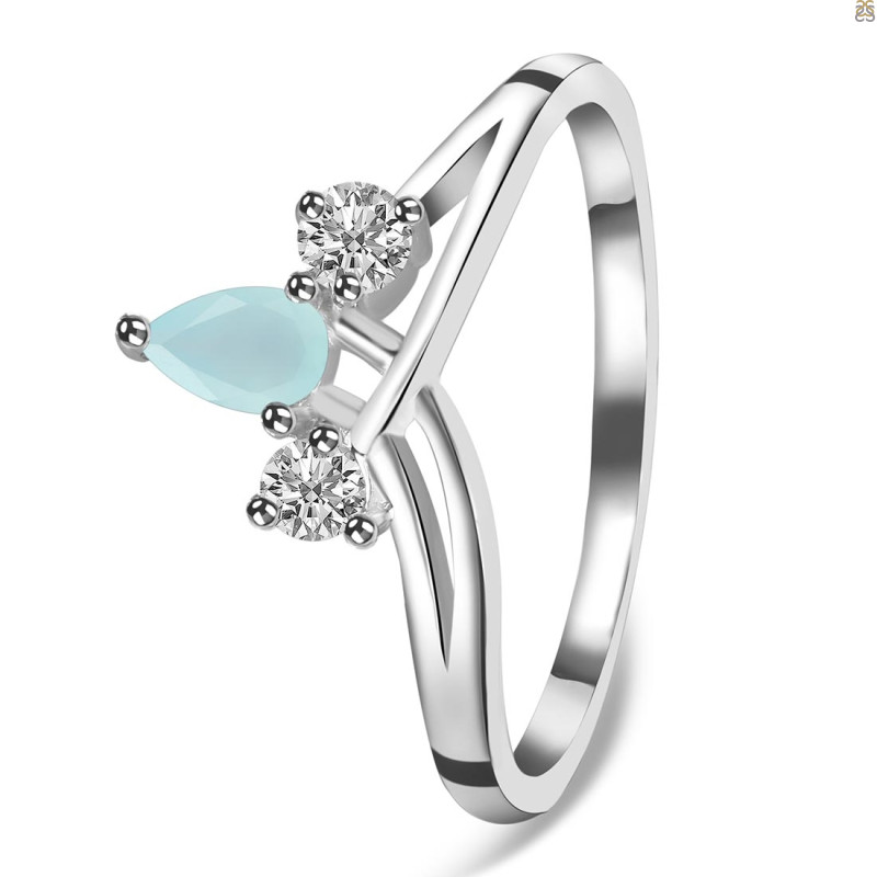 Blue Chalcedony & White Topaz Ring BLX-RDR-2660.