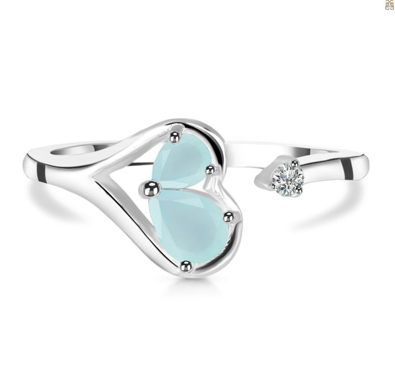 Blue Chalcedony & White Topaz Ring BLX-RDR-2675.