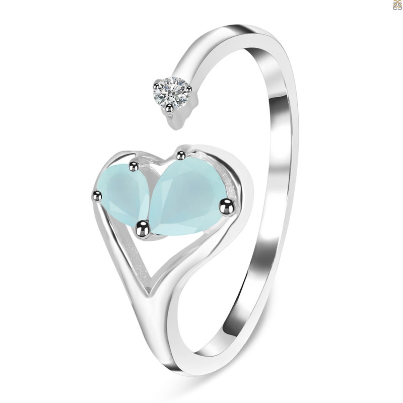 Blue Chalcedony & White Topaz Ring BLX-RDR-2675.