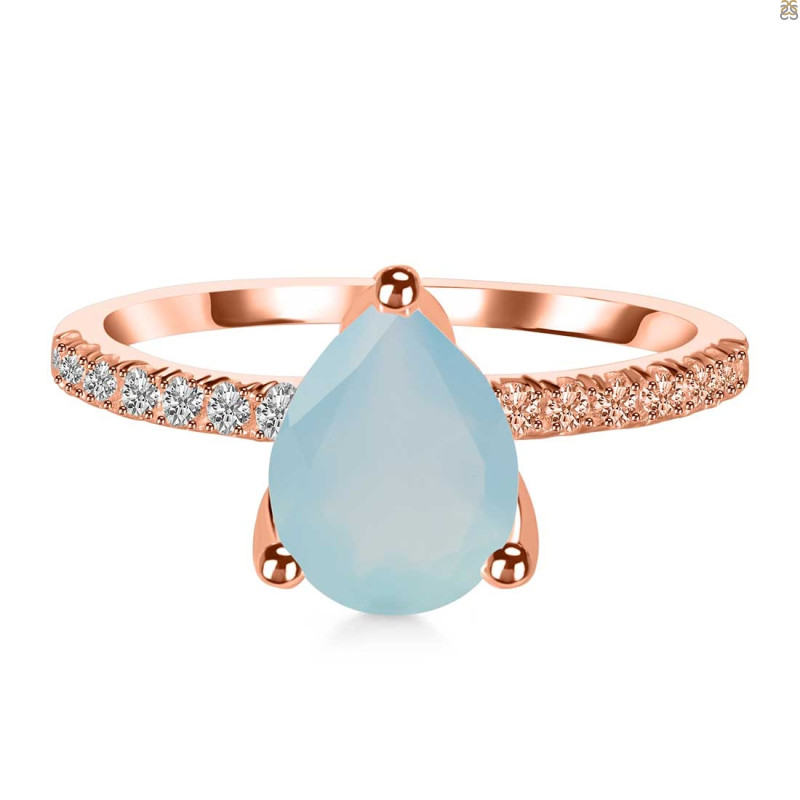 Blue Chalcedony & White Topaz Ring BLX-RDR-2860.