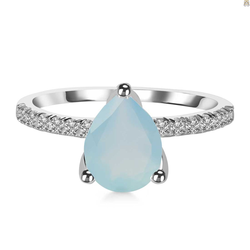 Blue Chalcedony & White Topaz Ring BLX-RDR-2860.