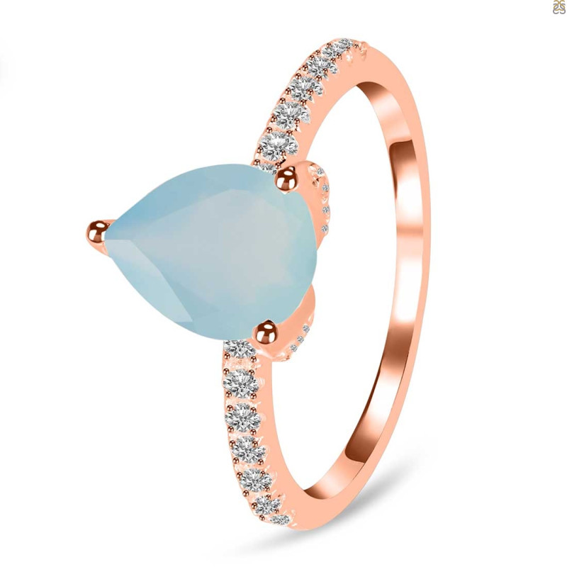 Blue Chalcedony & White Topaz Ring BLX-RDR-2860.