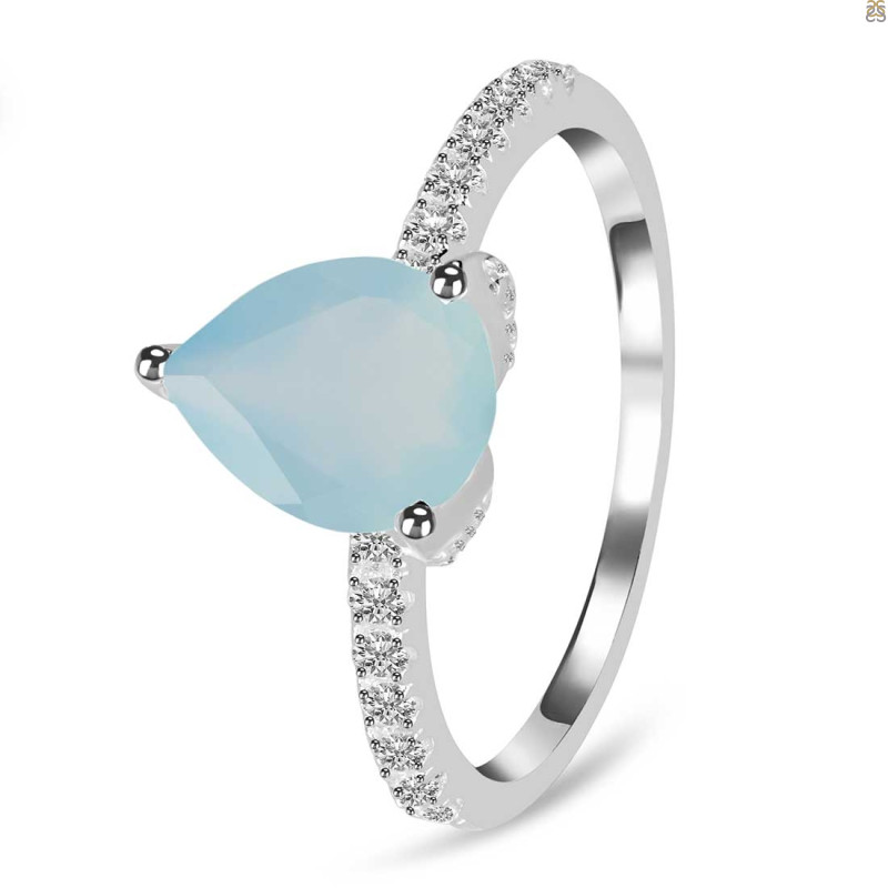Blue Chalcedony & White Topaz Ring BLX-RDR-2860.