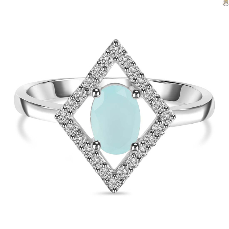 Blue Chalcedony & White Topaz Ring BLX-RR-134.