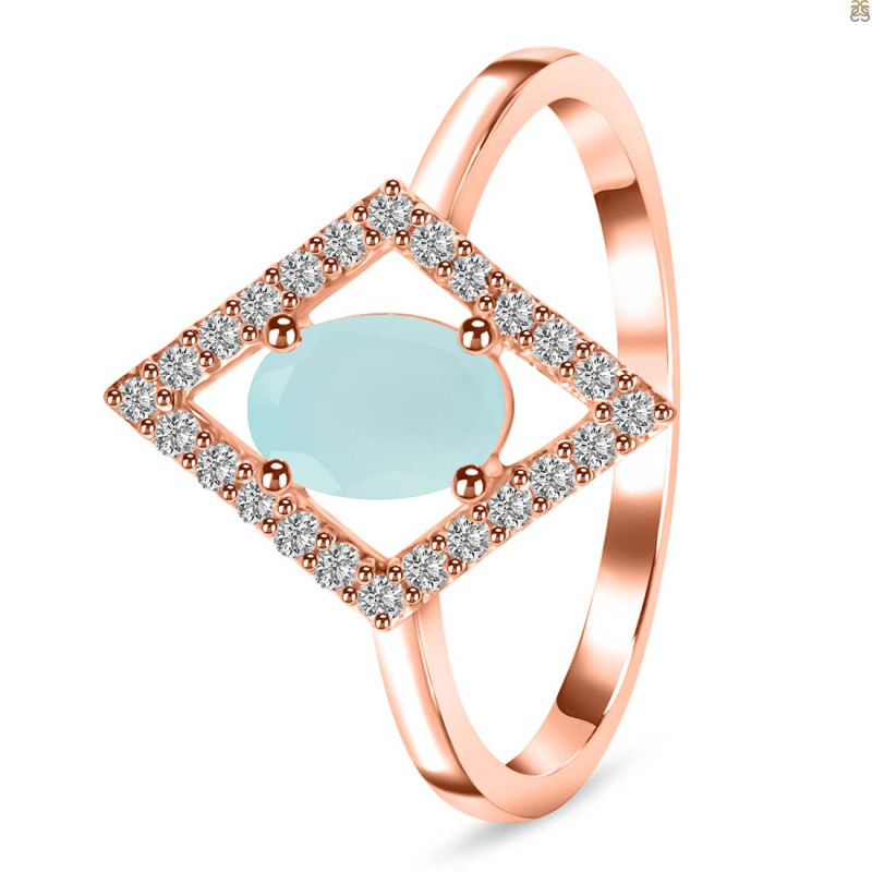 Blue Chalcedony & White Topaz Ring BLX-RR-134.