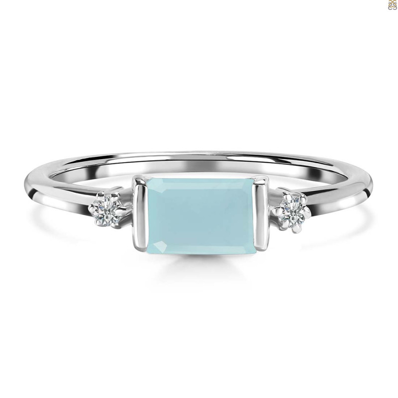 Blue Chalcedony & White Topaz Ring BLX-RR-135.