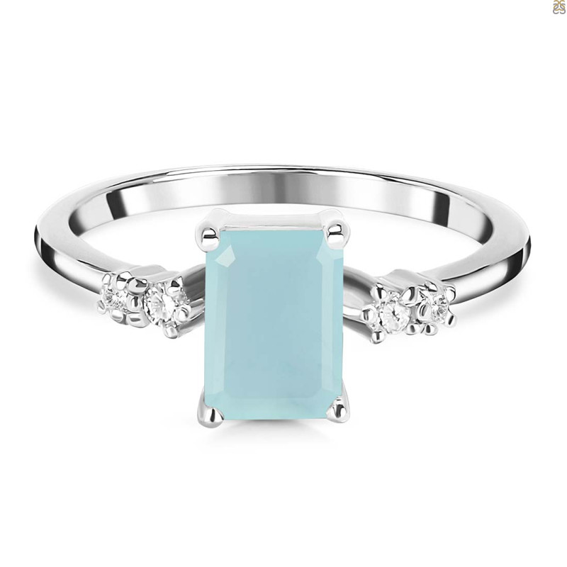 Blue Chalcedony & White Topaz Ring BLX-RR-139.