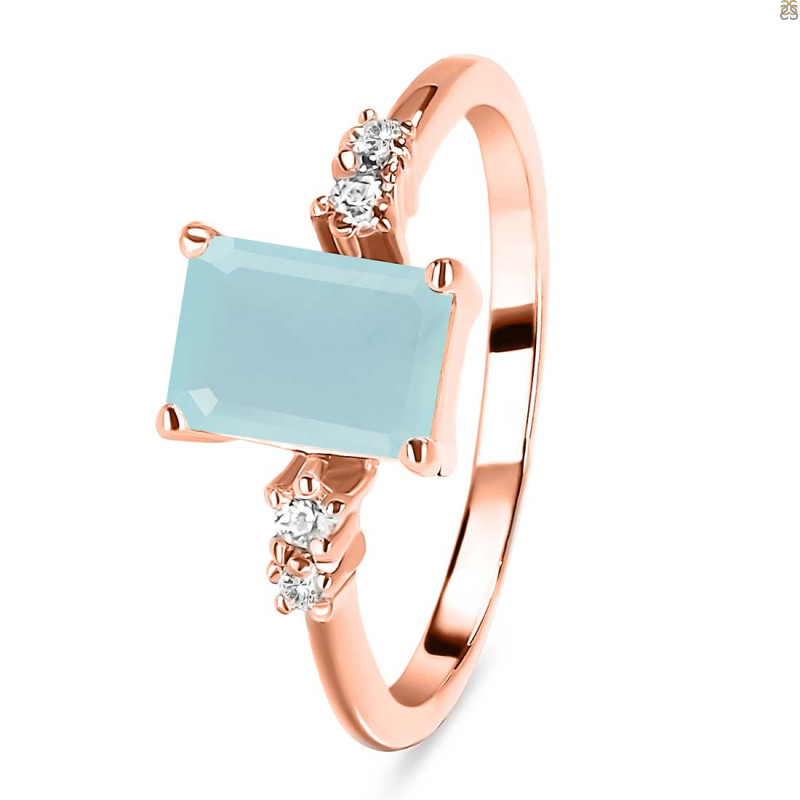 Blue Chalcedony & White Topaz Ring BLX-RR-139.