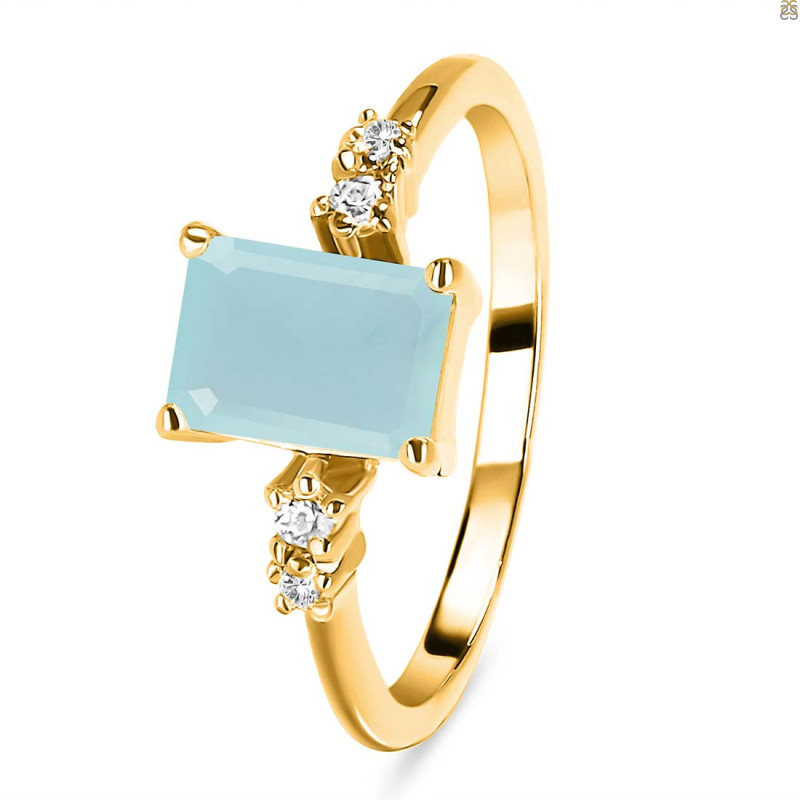 Blue Chalcedony & White Topaz Ring BLX-RR-139.