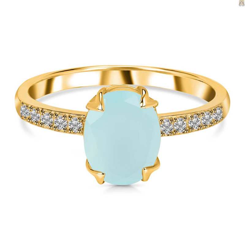 Blue Chalcedony & White Topaz Ring BLX-RR-207.