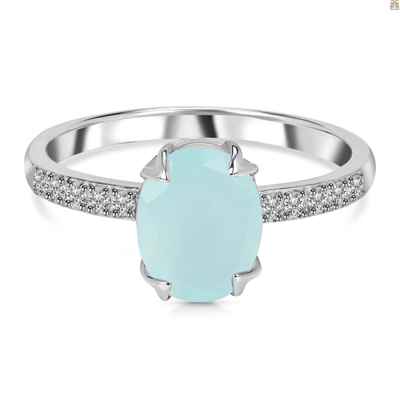 Blue Chalcedony & White Topaz Ring BLX-RR-207.