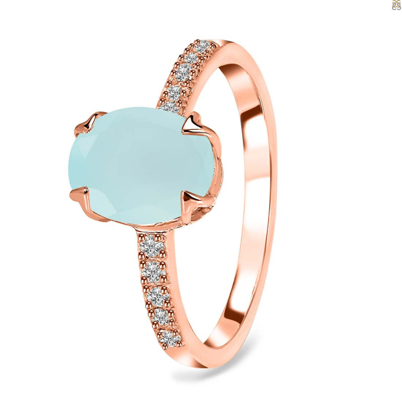 Blue Chalcedony & White Topaz Ring BLX-RR-207.