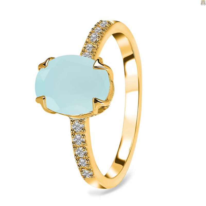 Blue Chalcedony & White Topaz Ring BLX-RR-207.