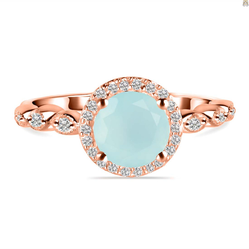 Blue Chalcedony & White Topaz Ring BLX-RR-267.