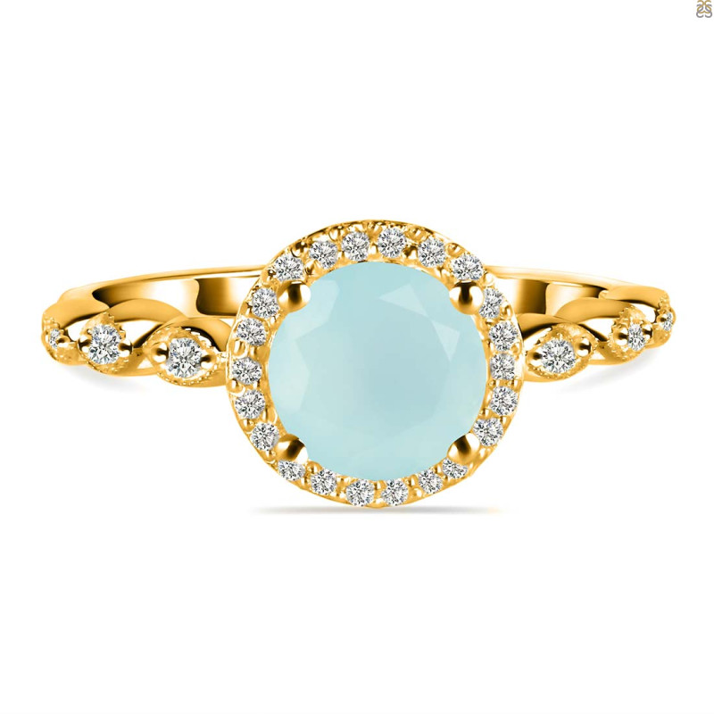 Blue Chalcedony & White Topaz Ring BLX-RR-267.