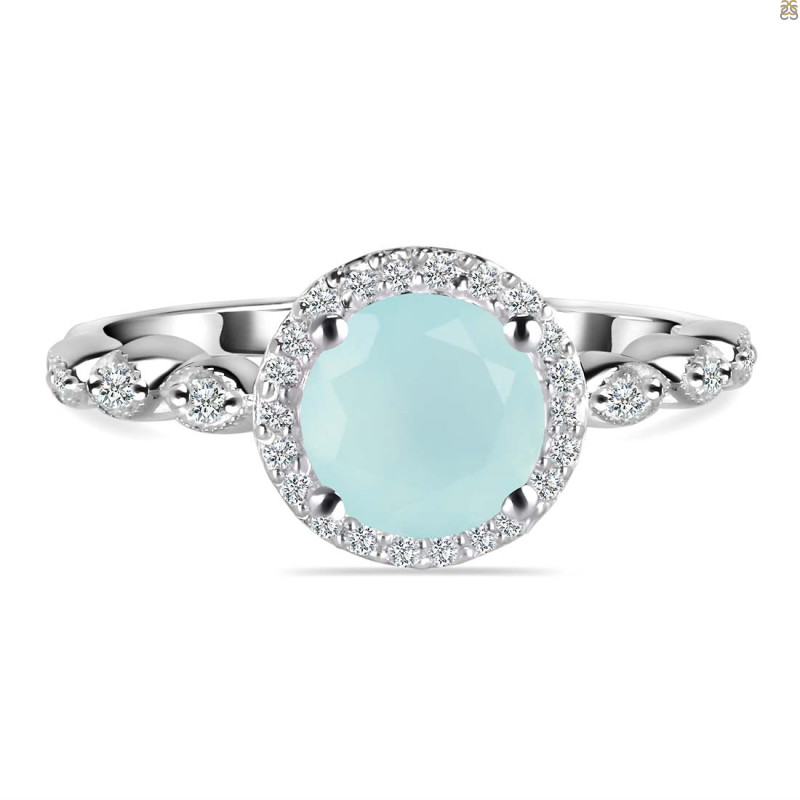 Blue Chalcedony & White Topaz Ring BLX-RR-267.