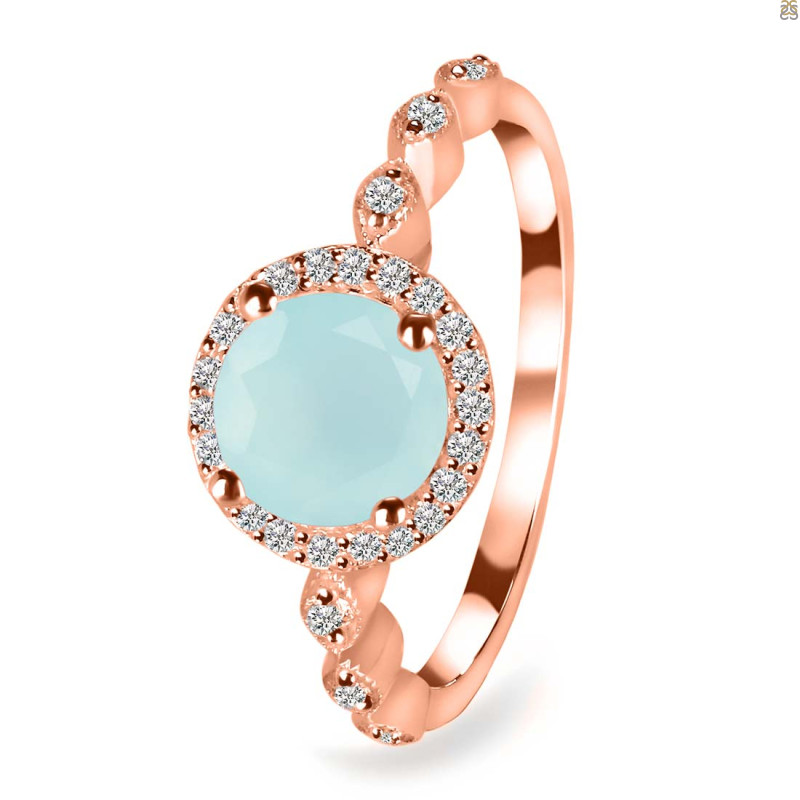 Blue Chalcedony & White Topaz Ring BLX-RR-267.
