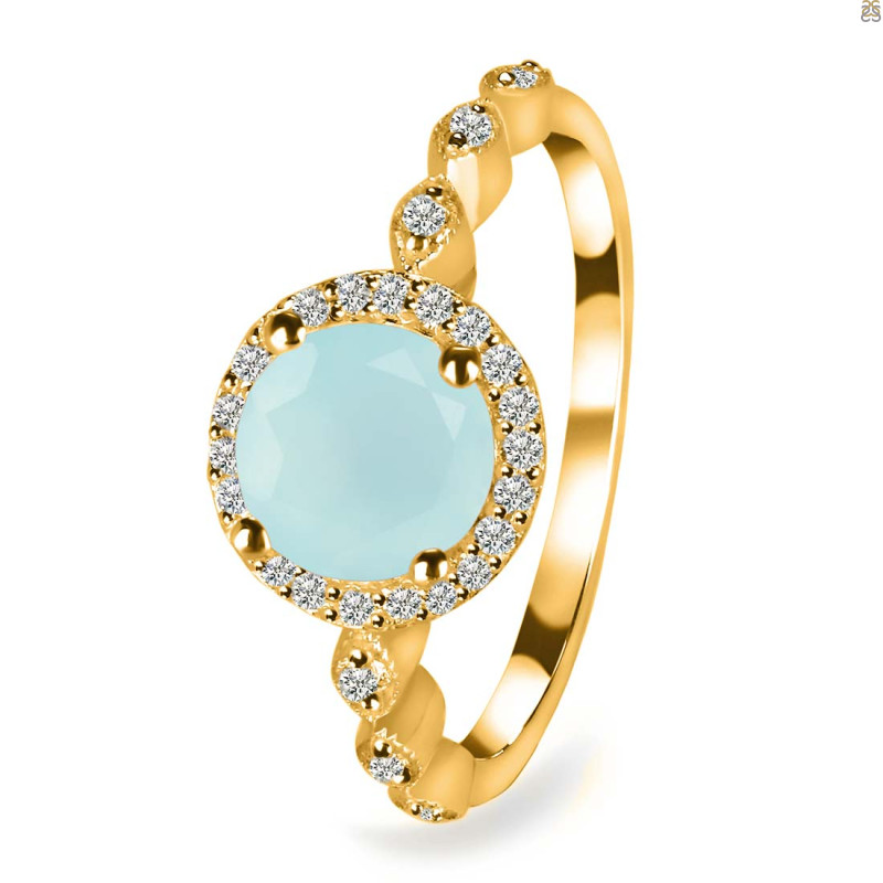 Blue Chalcedony & White Topaz Ring BLX-RR-267.