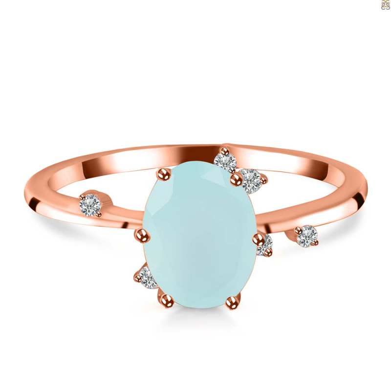 Blue Chalcedony & White Topaz Ring BLX-RR-318.
