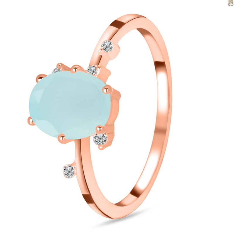Blue Chalcedony & White Topaz Ring BLX-RR-318.