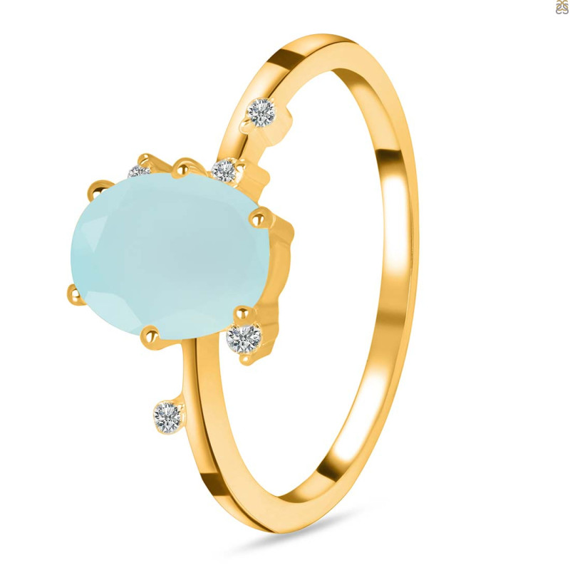 Blue Chalcedony & White Topaz Ring BLX-RR-318.
