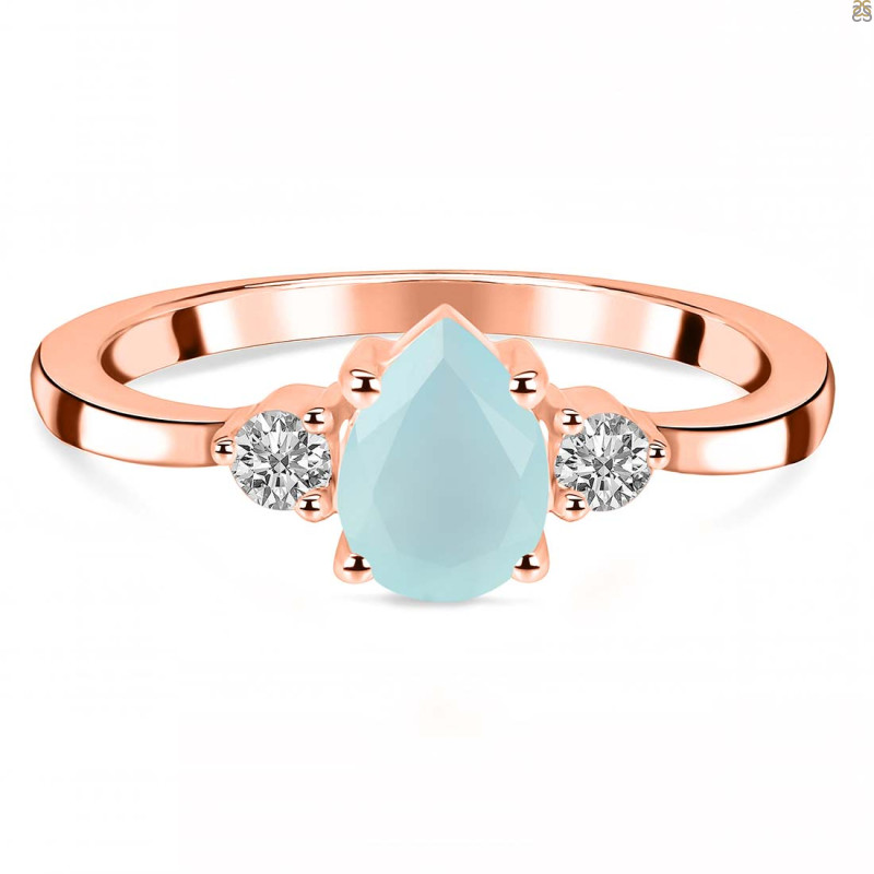 Blue Chalcedony & White Topaz Ring BLX-RR-335.