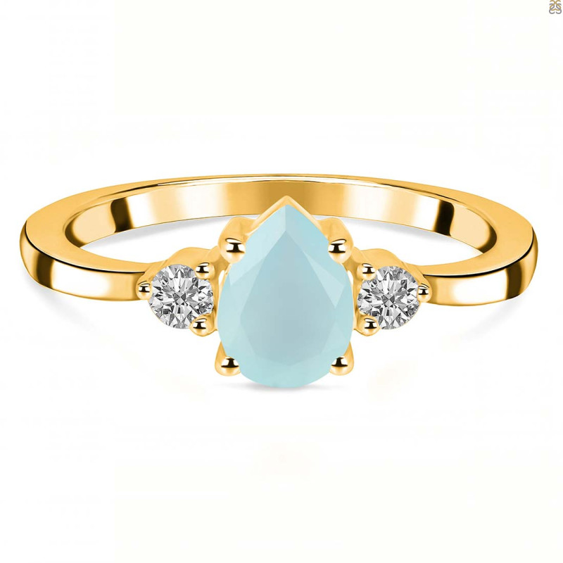 Blue Chalcedony & White Topaz Ring BLX-RR-335.
