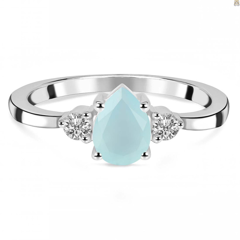 Blue Chalcedony & White Topaz Ring BLX-RR-335.