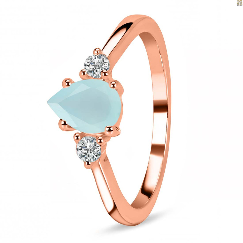 Blue Chalcedony & White Topaz Ring BLX-RR-335.